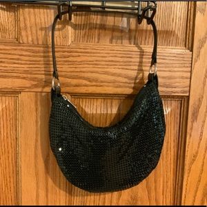 Fun cute mesh chain black shimmer glitter bag